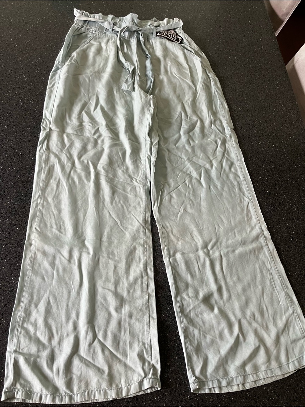 Light Aqua Wide-Leg women’s Pants with Drawstring